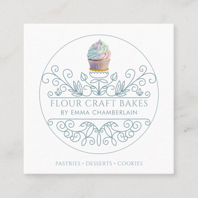 Carré Carte de visite du logo de boulangerie Baker's Cup (Devant)