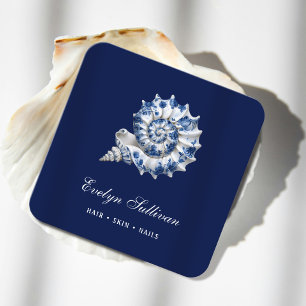 Carré Carte de visite du logo de coquillage bleu blanc
