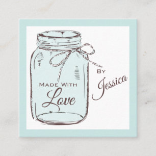 Carré Carte de visite en bocal Mason faite avec amour