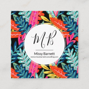 Carré Carte de visite Feuille de la jungle urbaine color