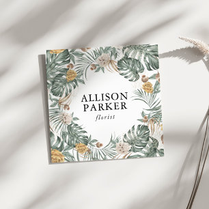 Carré Carte de visite fleuriste Feuille vert