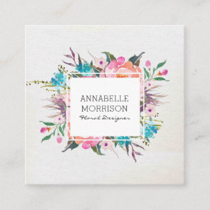 Carré Carte de visite floral d'aquarelle de cadre