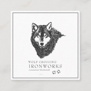 Carré Carte de visite Loup Vintage Sketch