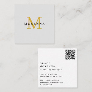 Carré Carte de visite moderne avec QR Code gris clair