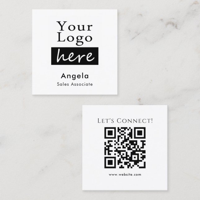 Carré Carte de visite QR Code avec logo simple (Devant / Derrière)