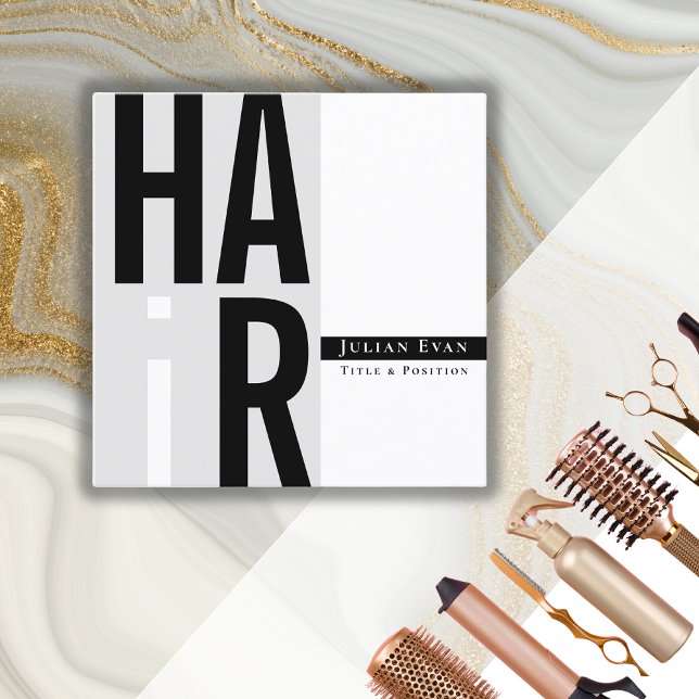 Carré Carte de visite simple de coiffeur noir et blanc (Créateur téléchargé)