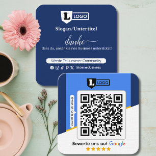 Carré Carte d'évaluation Google avec carte de visite QR