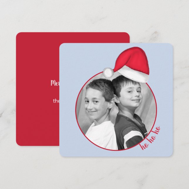 Carré Carte photo de Santa Hat (Devant / Derrière)