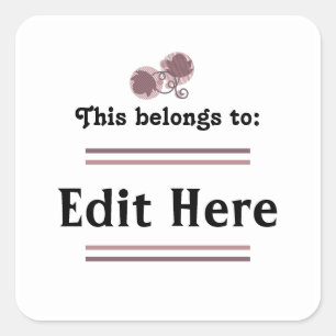 Carré Cela Appartient À Sticker    Texte modifiable