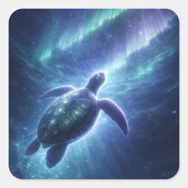 Carré Celestial Sea Turtle Square Sticker (Devant)