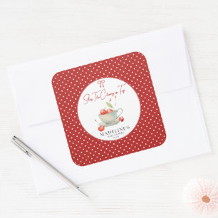 Carré C'est la cerise sur le Sticker Baby shower supérie