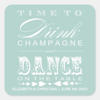 Carré Champagne Théâtre Bill Mariage Favoriser Sticker