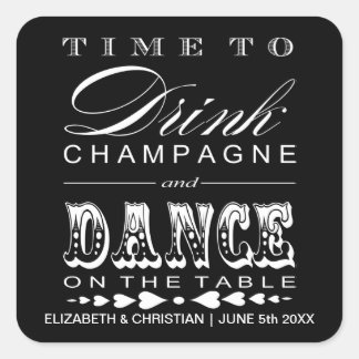 Carré Champagne Théâtre Bill Mariage Favoriser Sticker