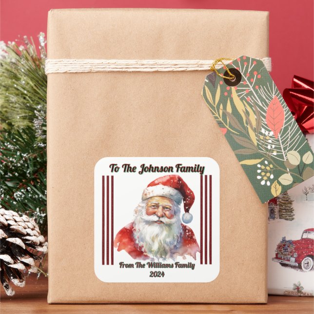 Carré Cheerful Santa Sticker for Holiday Gifts (vacances)