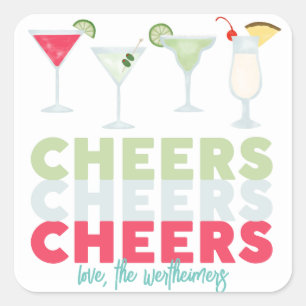 Carré Cheers Cheers Cheers Cocktail Sticker