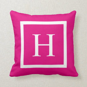 Carré chic rose chaud   Oreiller à lancer monogram