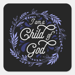 Carré Christian Sticker (Carré) - Je suis un enfant de D