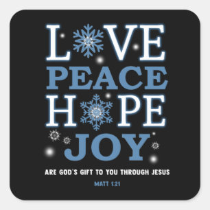Carré Christian Sticker (Carré) - Love Peace Hope Joy