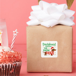 Carré Christmas Dachshund Square Sticker