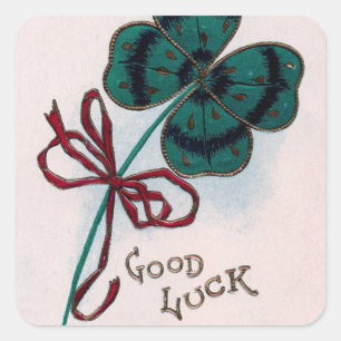 Carré Clover à 4 feuilles de bonne chance - Sticker