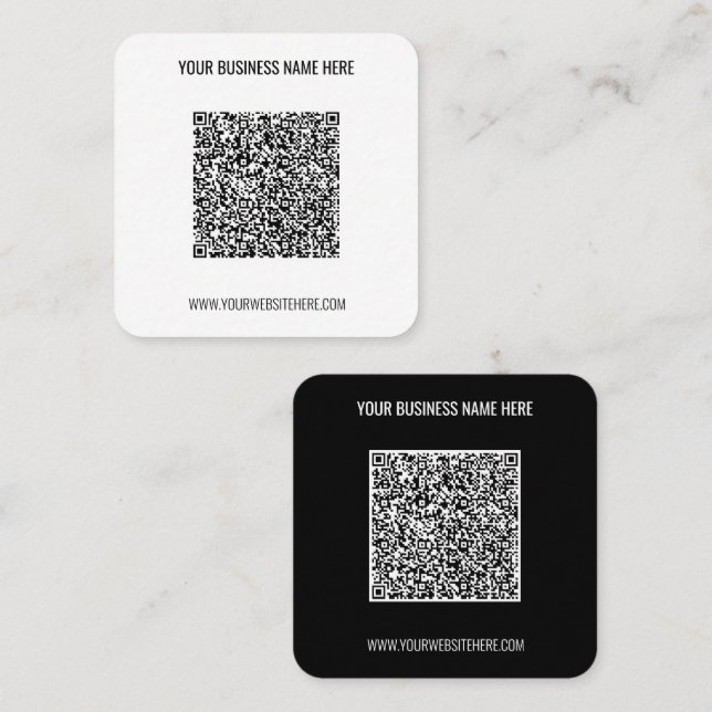 Carré Code QR et Carte de visite professionnel de texte  (Devant / Derrière)