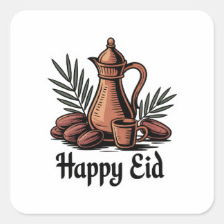 Carré Conception de sticker Eid Dallah Café arabe vintag
