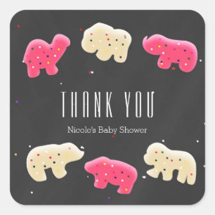 Carré Cookies animaux Baby shower Fête Favoriser Sticker