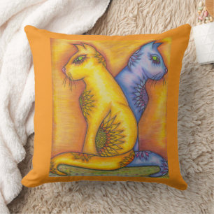 Carré Coussin D'Impression De Chat Avec Deux Chats