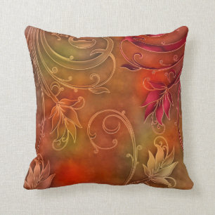 Carré Coussin Rouge Orange Floral