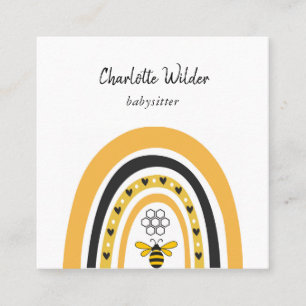 Carré Cute Boho Rainbow Babysitter Carte de visite