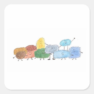 Carré Cute Fluffy Creatures Square Sticker