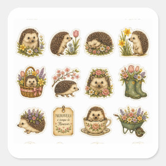 Carré Cute Hedgehog Sticker Sheet
