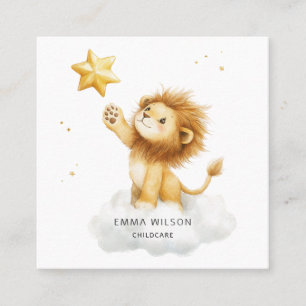 Carré Cute Lion Carte de visite de garde d'enfants