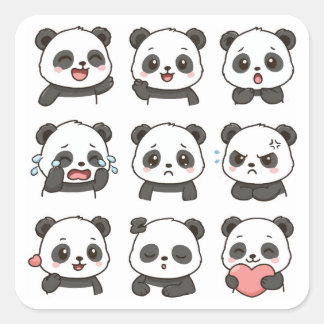 Carré Cute panda sticker pack 