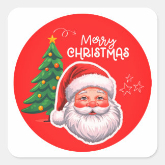 Carré Cute Santa & Christmas Tree Sticker