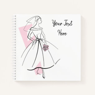 Carré de carnet de texte rose de mariée de mode
