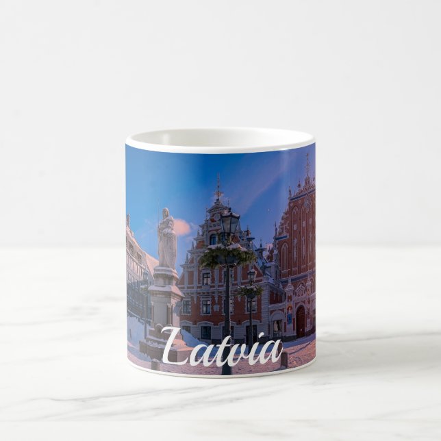 Carré de la mairie de Riga en hiver Café Mug (Centre)