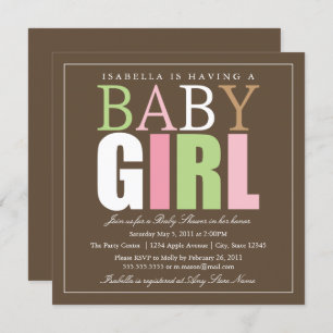 Carré de la petite fille  Invitation Baby shower