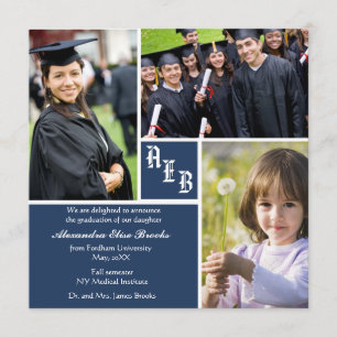 Carré de monogramme - faire-part d'obtention du