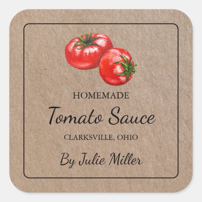 Carré de sauce tomate maison Étiquette papier Kraf (Devant)