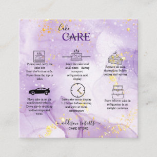 Carré de soins de gâteau esthétique violet Carte d