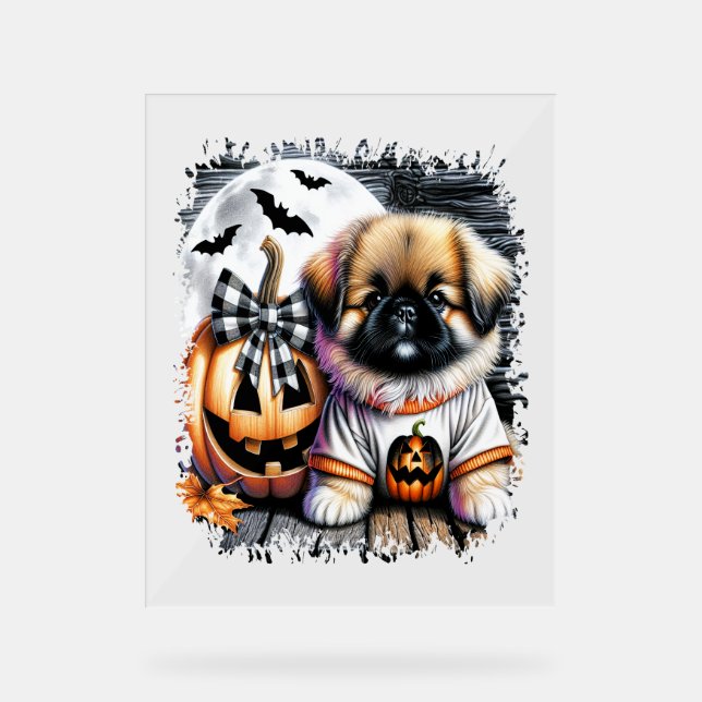 Carré d'Halloween Chien Pekingese (Recto)