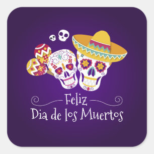 Carré Dia de los Muertos Sticker