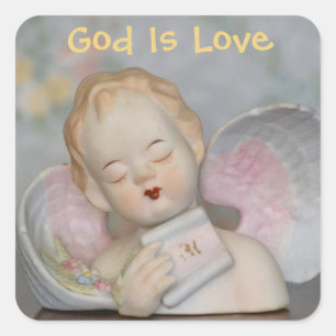 Carré Dieu est amour Ange Sticker