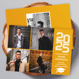Carré d'or photo moderne Varsity Grad Faire-part