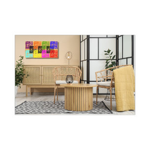 Carré doré multicolore sur toile tendue