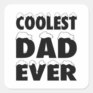 Carré Drôle Coolest Papa Jamais Fête des pères   Sticker
