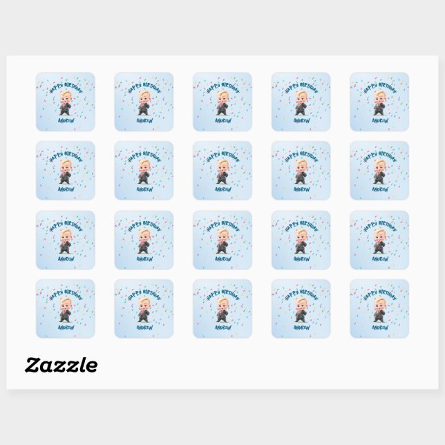 Carré Editable Boss Baby Sticker (Feuille)