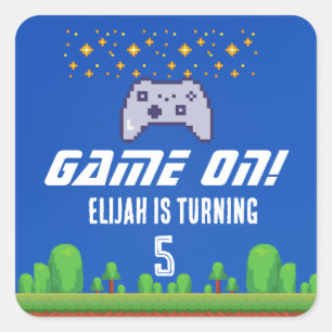 Carré Éditable Vidéo Jeu Anniversaire Sticker - Jeu sur