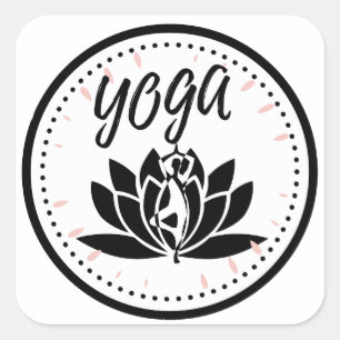 Carré Elegant Black & White Yoga Sticker   Lotus Flower 